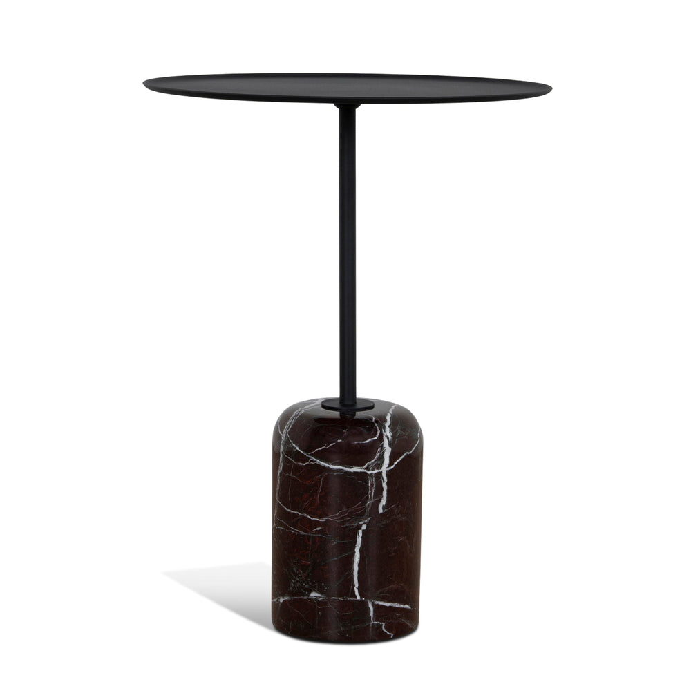 45cm Matte Black Side Table | Rosso Levanto Marble | Myka Home - View 3