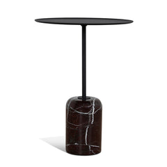 45cm Matte Black Side Table | Rosso Levanto Marble | Myka Home
