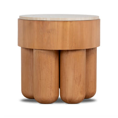 50cm Round Travertine Side Table | Natural | Myka Home