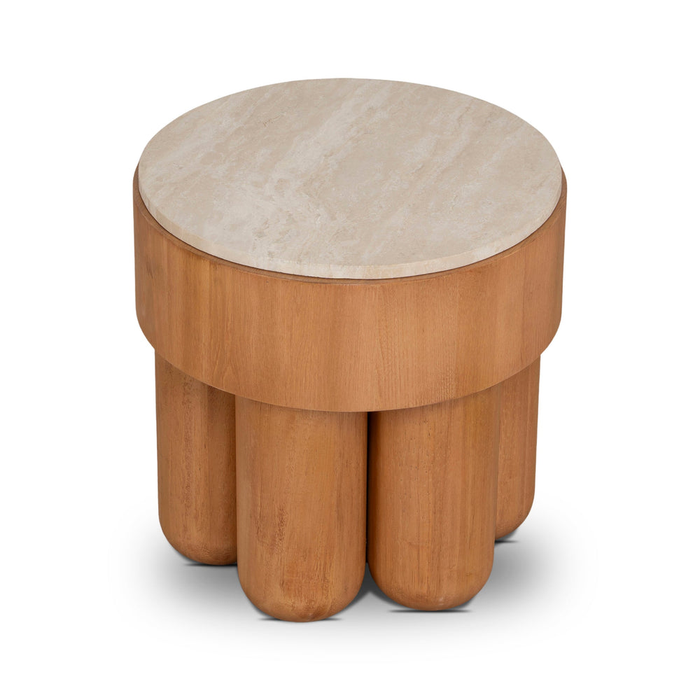 50cm Round Travertine Side Table | Natural | Myka Home - View 3