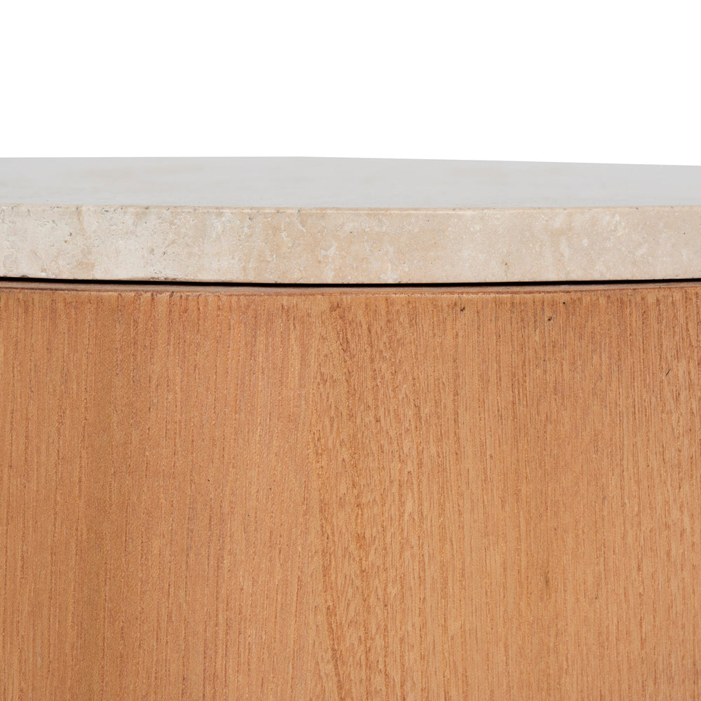 50cm Round Travertine Side Table | Natural | Myka Home - View 4