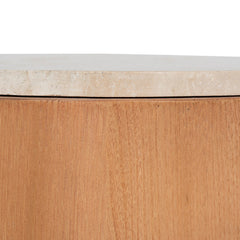50cm Round Travertine Side Table | Natural | Myka Home