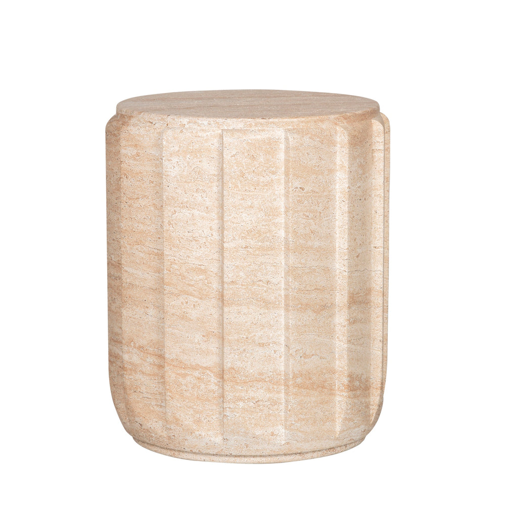 38cm Stool Side Table | Light Travertine Look | Myka Home