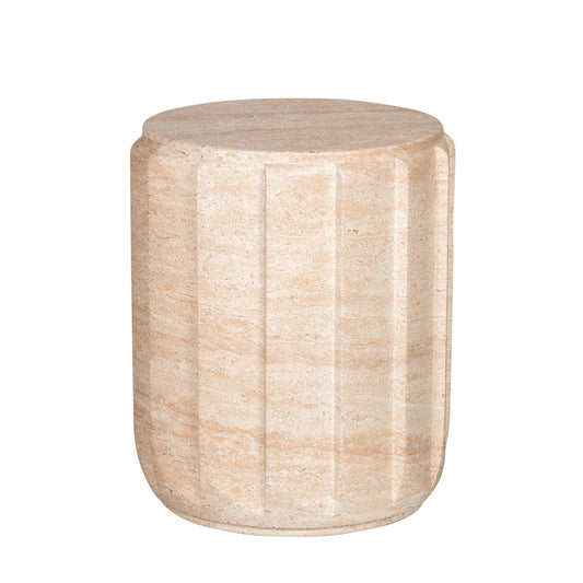 38cm Stool Side Table | Light Travertine Look | Myka Home