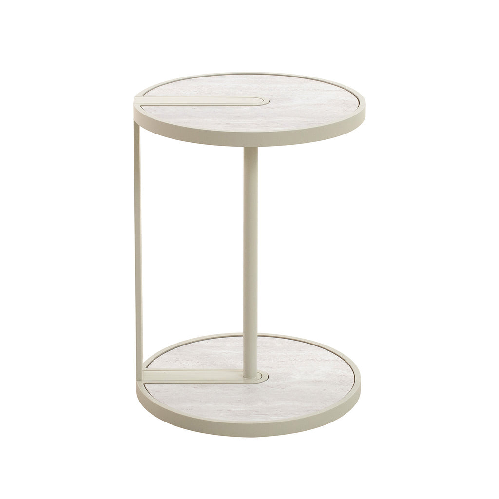 Beige Glass Side Table | Warm Grey | Myka Home