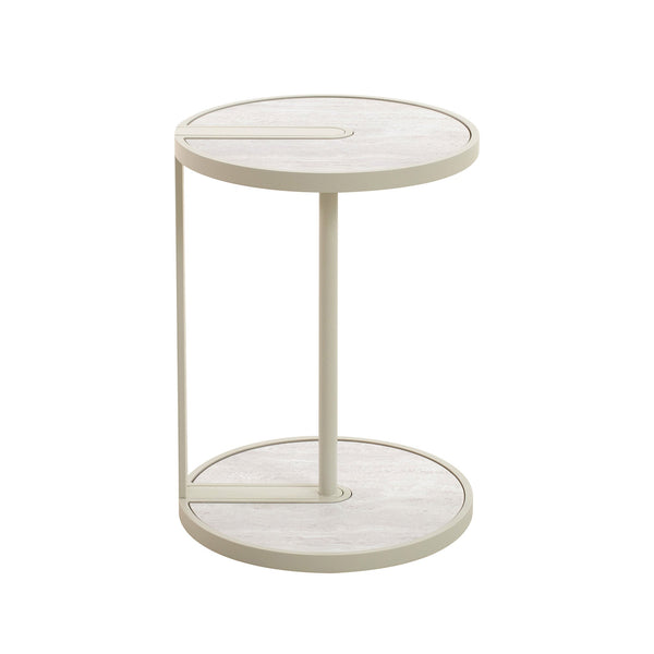 Beige Glass Side Table | Warm Grey | Myka Home