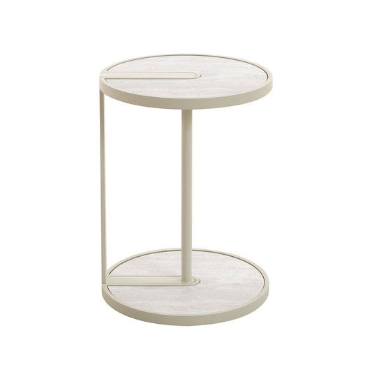 Beige Glass Side Table | Warm Grey | Myka Home