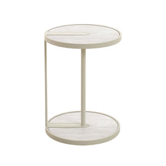 Beige Glass Side Table | Warm Grey | Myka Home