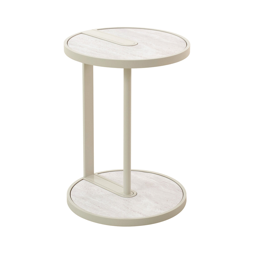 Beige Glass Side Table | Warm Grey | Myka Home