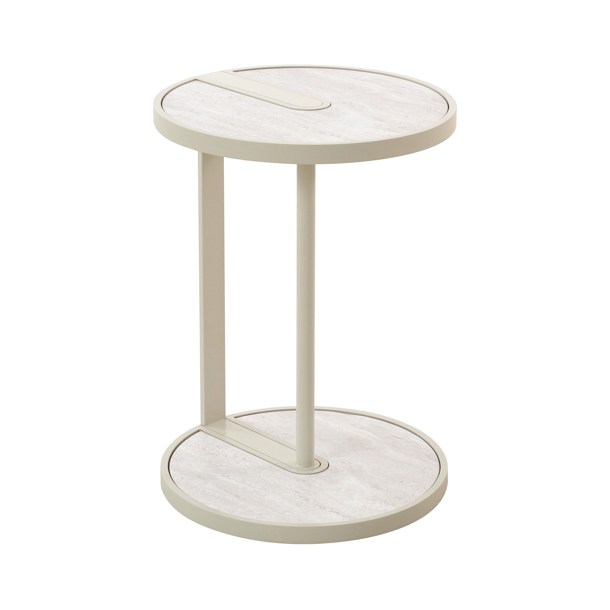 Beige Glass Side Table | Warm Grey | Myka Home