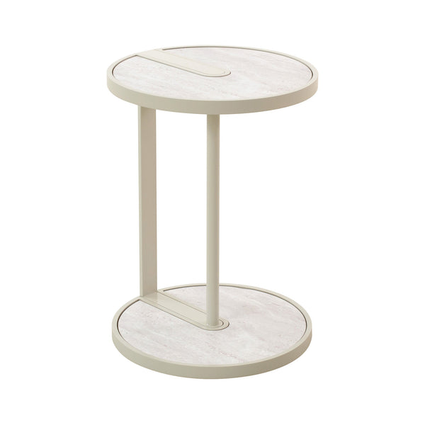 Beige Glass Side Table | Warm Grey | Myka Home