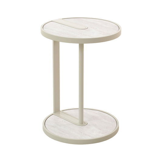 Beige Glass Side Table | Warm Grey | Myka Home