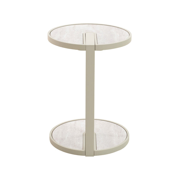 Beige Glass Side Table | Warm Grey | Myka Home