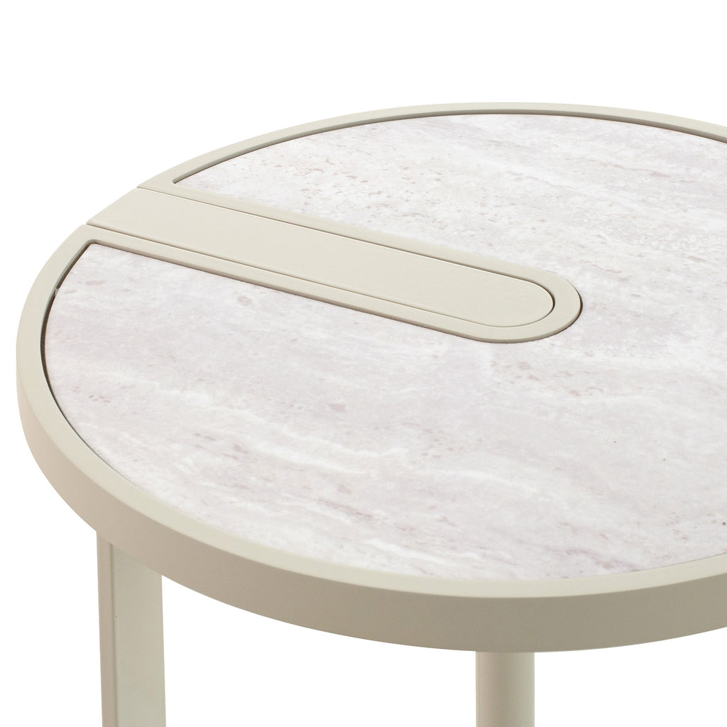 Beige Glass Side Table | Warm Grey | Myka Home