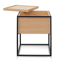 Ex Display - CST2203-IG Oak Side Table - Black Frame