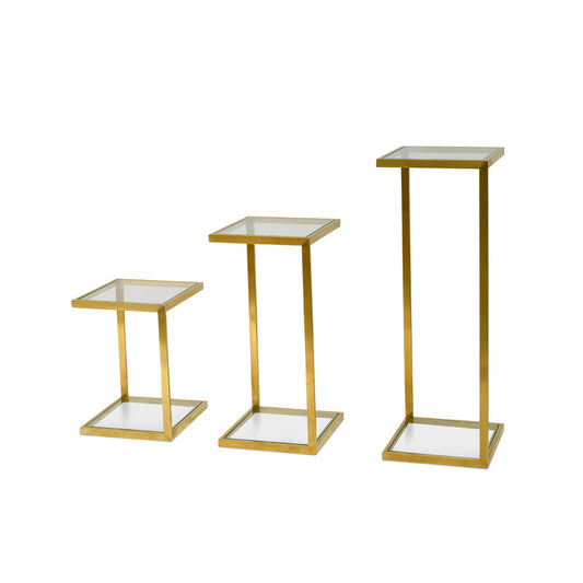 CST2358-KS Glass Side Table - Gold Base  (Set of 3)