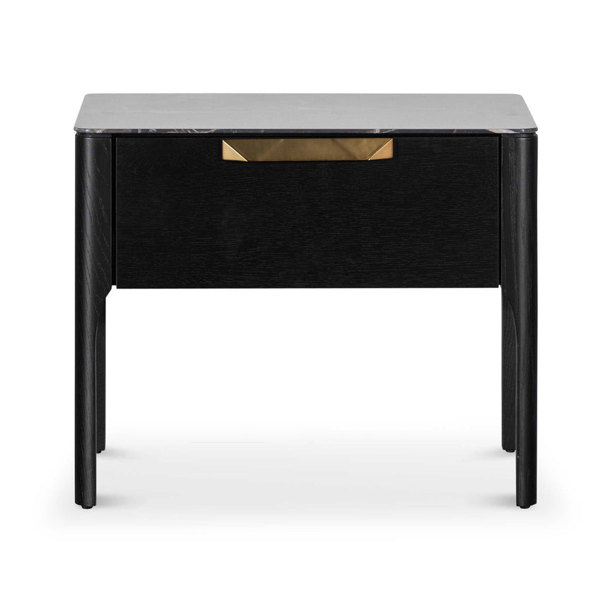 Bedside Table | Black with Porcelain Marble Top | Myka Home - View 2
