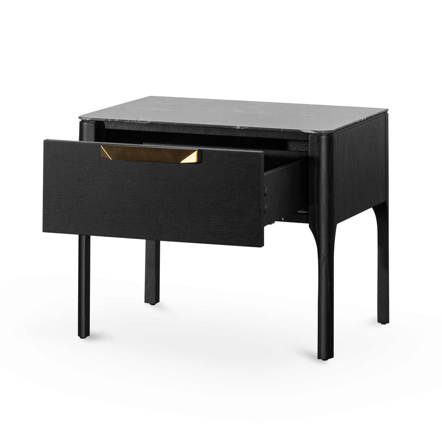 Bedside Table | Black with Porcelain Marble Top | Myka Home - View 3