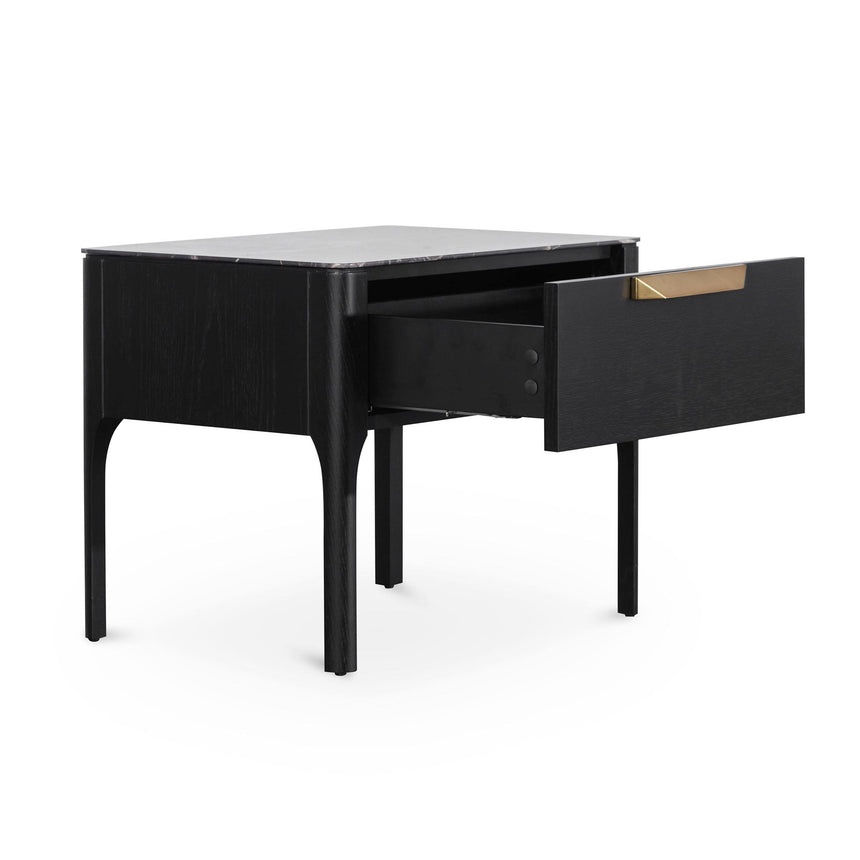 Bedside Table | Black with Porcelain Marble Top | Myka Home - View 6