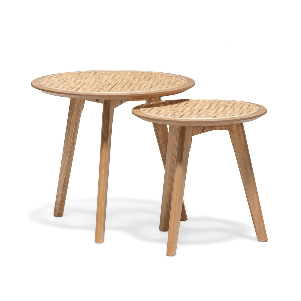 Nested Side Table | Natural with Rattan Top | Myka Home - View 3