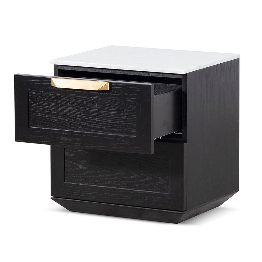 Bedside Table | Black with Marble Top | Myka Home - View 2