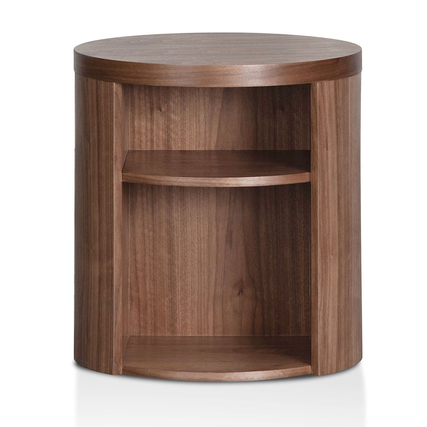 Round Wooden Bedside Table | Walnut | Myka Home - View 2