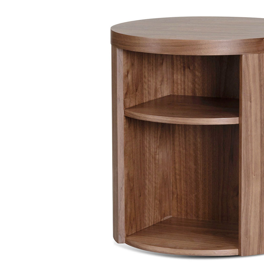 Round Wooden Bedside Table | Walnut | Myka Home - View 5