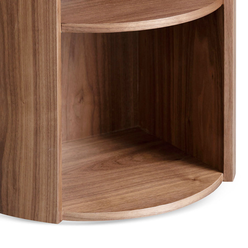 Round Wooden Bedside Table | Walnut | Myka Home - View 8