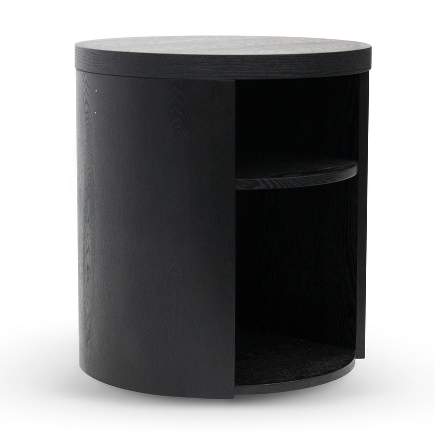 Round Wooden Bedside Table | Black Mountain | Myka Home