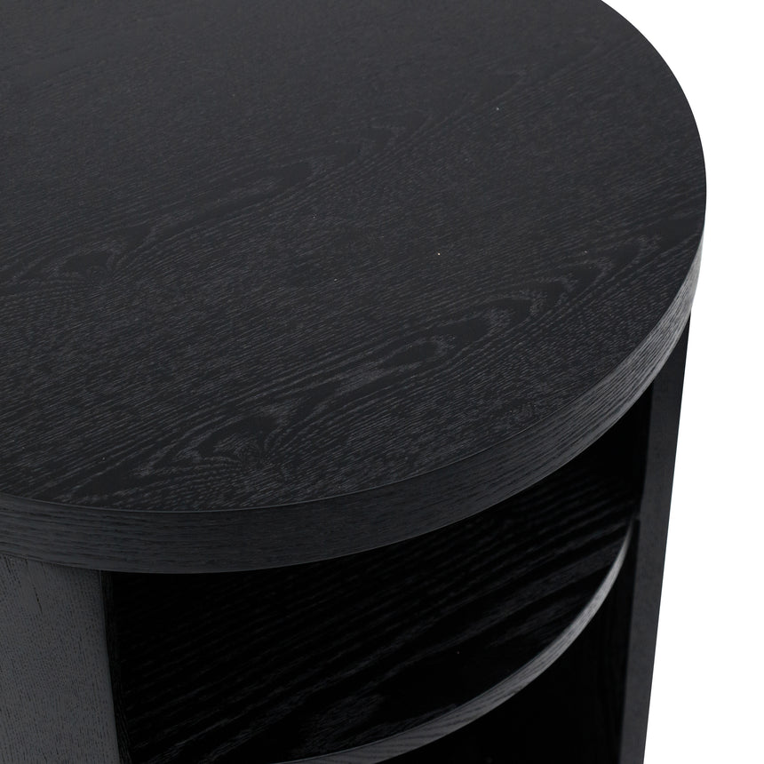 Round Wooden Bedside Table | Black Mountain | Myka Home - View 4