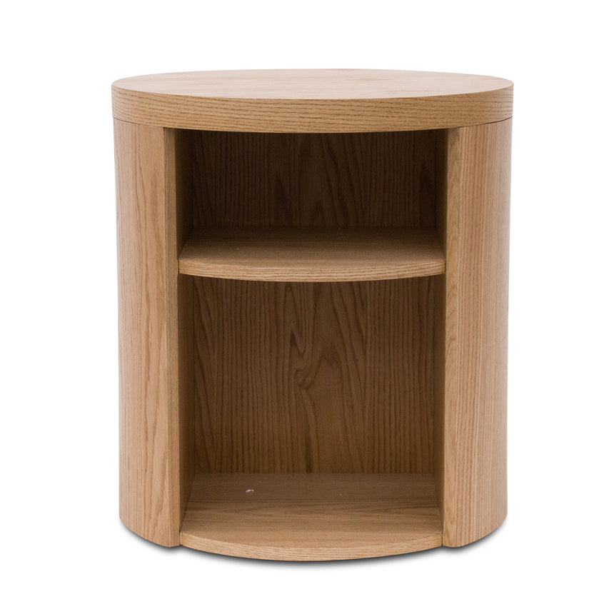 Round Wooden Bedside Table | Natural | Myka Home - View 2