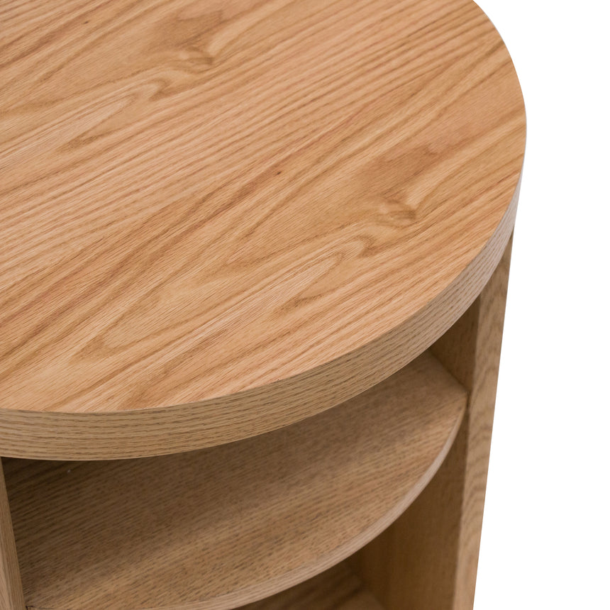 Round Wooden Bedside Table | Natural | Myka Home - View 4