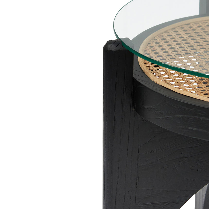 50cm Round Glass Side Table | Black | Myka Home - View 2