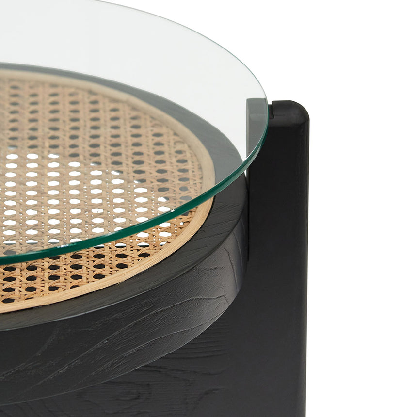 50cm Round Glass Side Table | Black | Myka Home - View 6