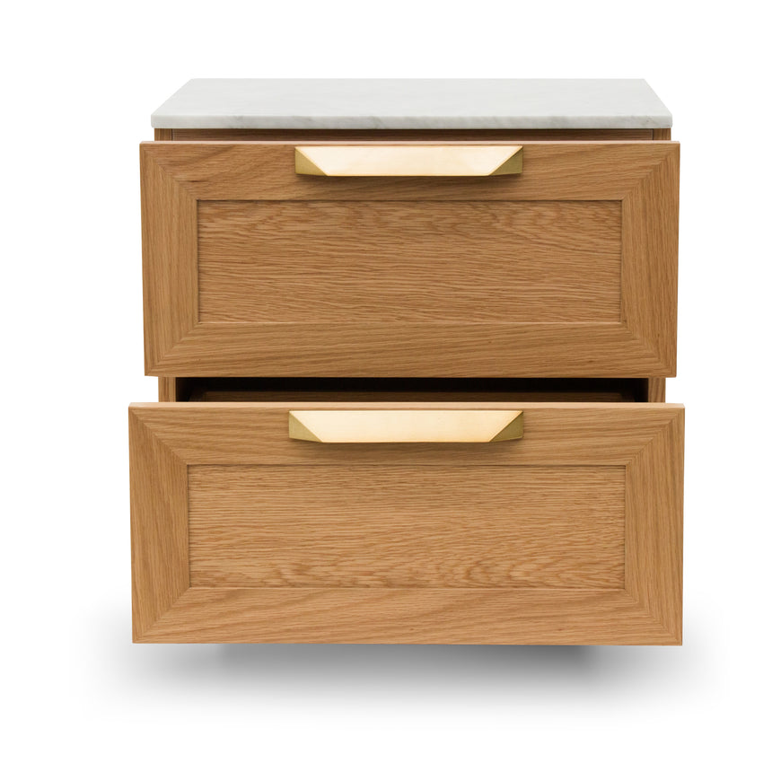 Bedside Table | Natural with Marble Top | Myka Home - View 2
