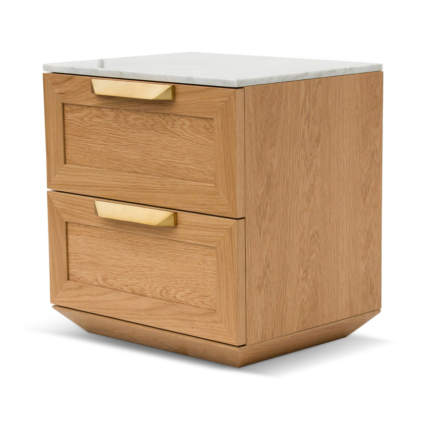 Bedside Table | Natural with Marble Top | Myka Home - View 4