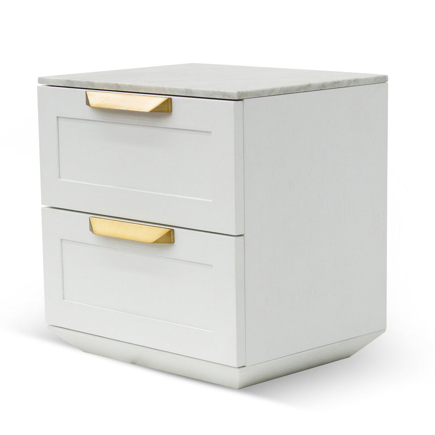 Bedside Table | White with Marble Top | Myka Home - View 4