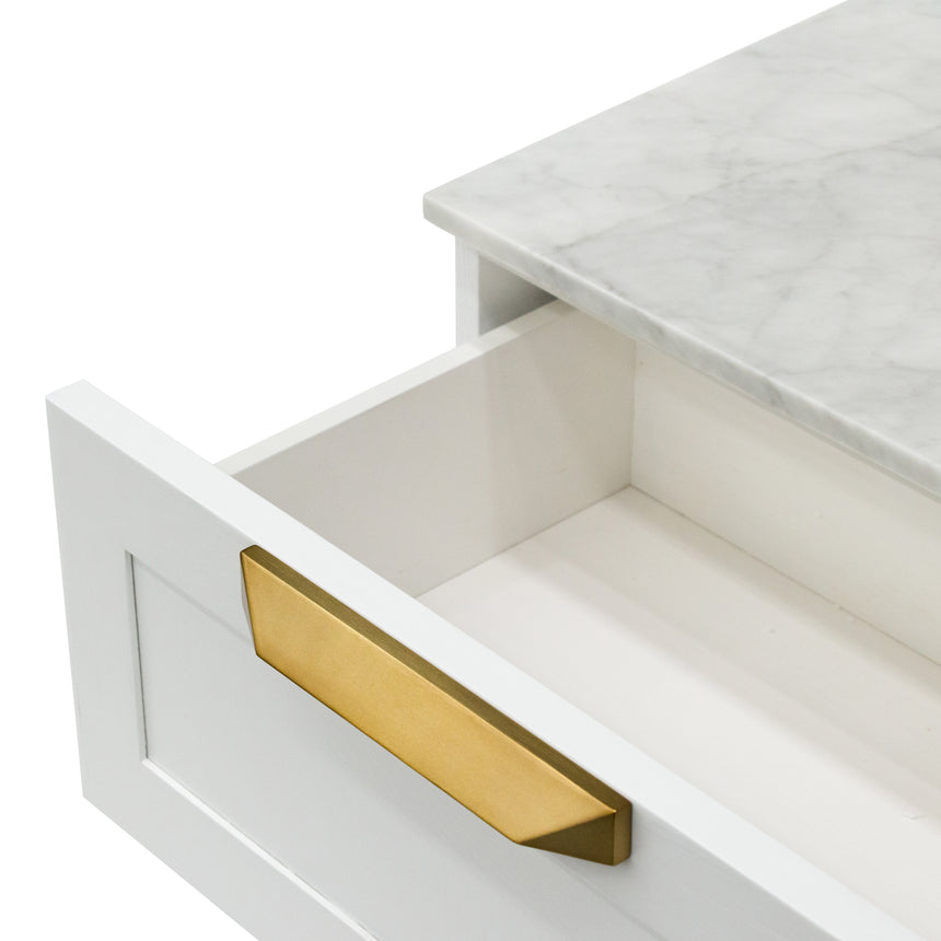 Bedside Table | White with Marble Top | Myka Home - View 7