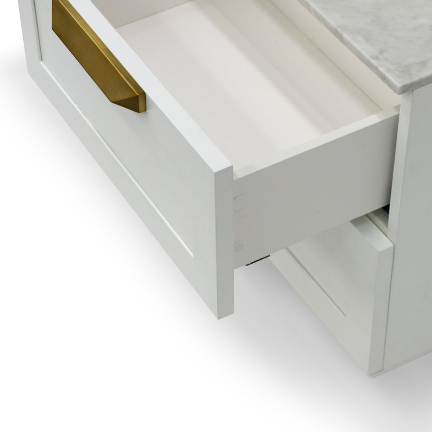 Bedside Table | White with Marble Top | Myka Home - View 8