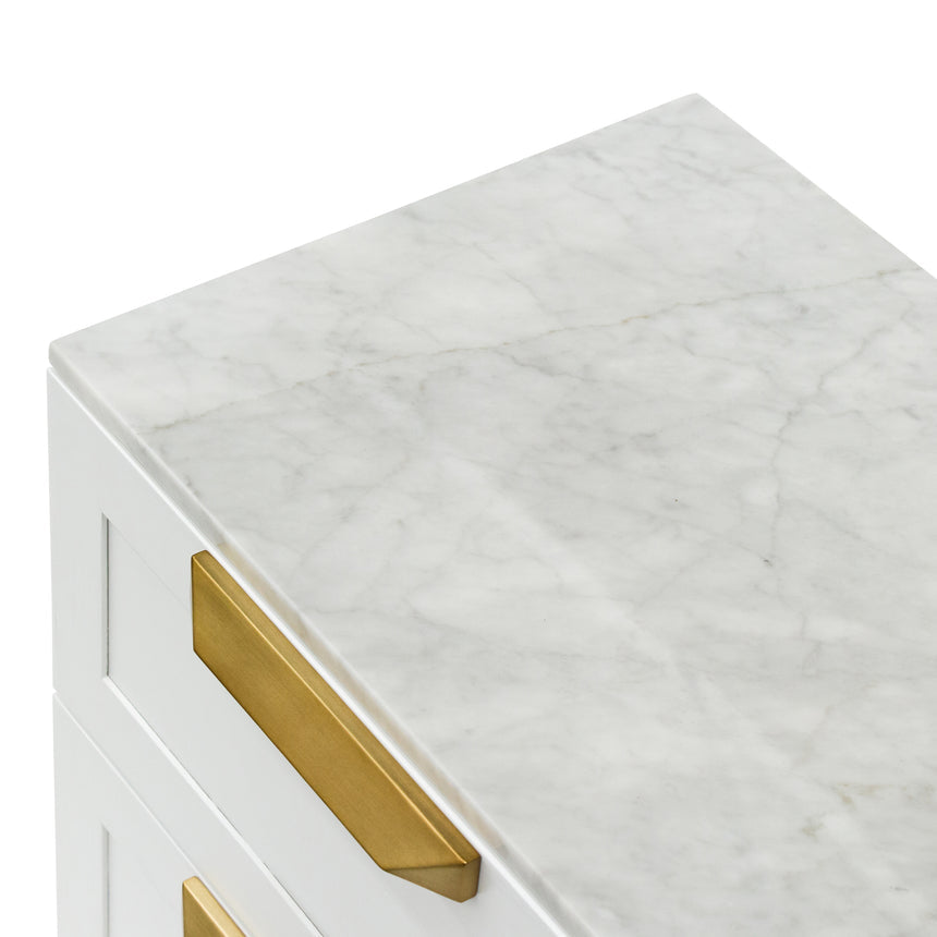 Bedside Table | White with Marble Top | Myka Home - View 9