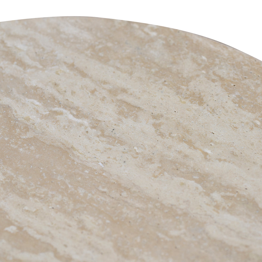 Travertine Marble Round Side Table | White Wash | Myka Home - View 10