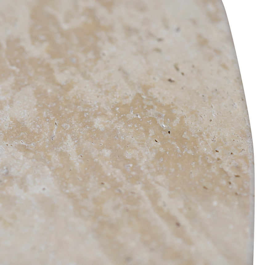 Travertine Marble Round Side Table | White Wash | Myka Home - View 7