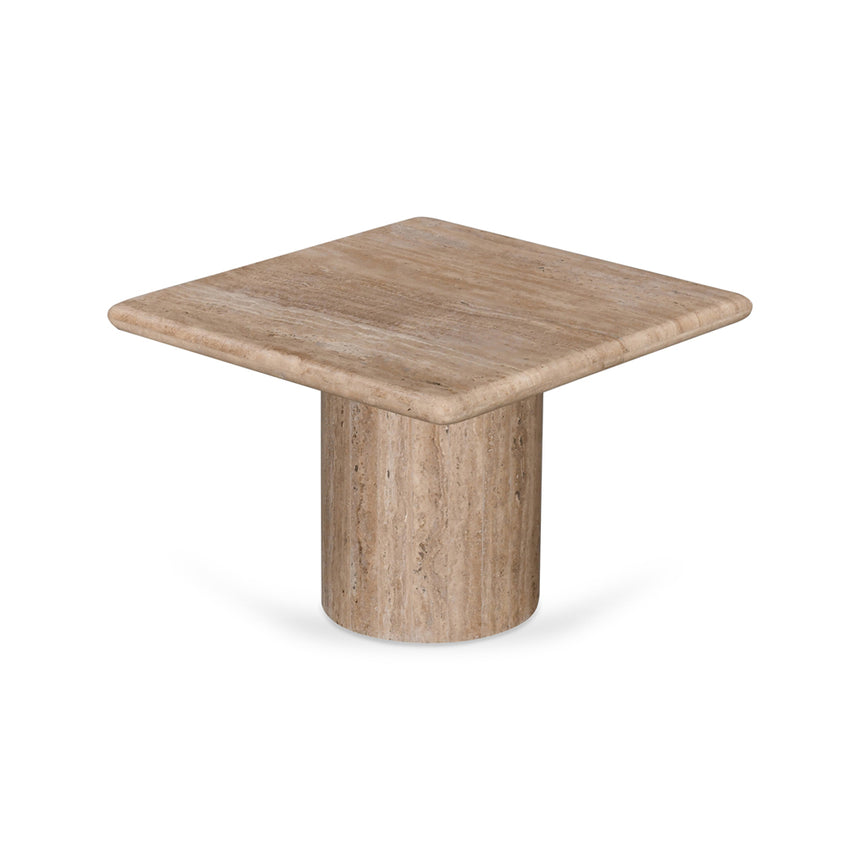 50cm Travertine Top Side Table | Natural | Myka Home - View 3