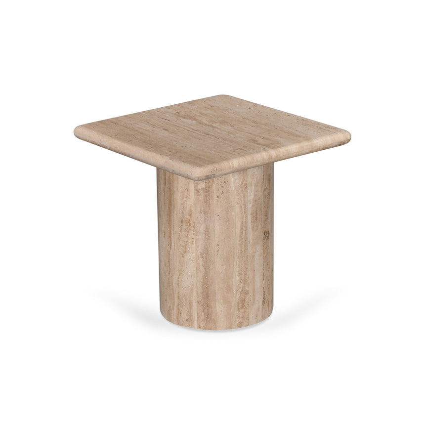 42cm Travertine Top Side Table | Natural | Myka Home - View 3