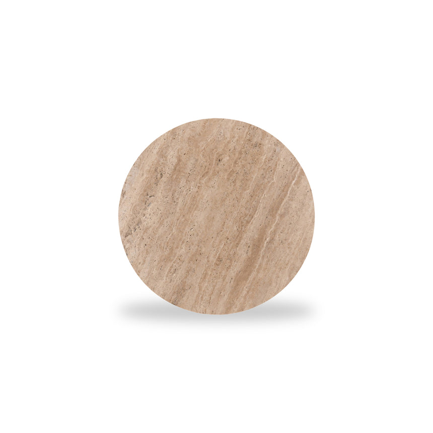 45cm Travertine Top Round Side Table | Walnut | Myka Home - View 8