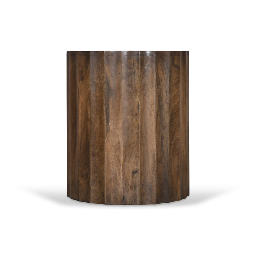 45cm Travertine Top Round Side Table | Walnut | Myka Home - View 3