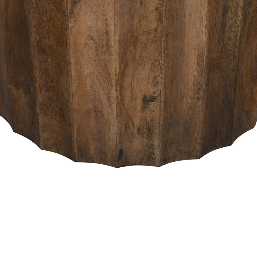 45cm Travertine Top Round Side Table | Walnut | Myka Home - View 6