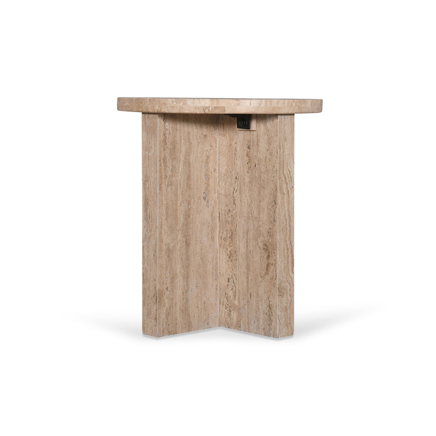 45cm Travertine Top Round Side Table | Myka Home - View 3
