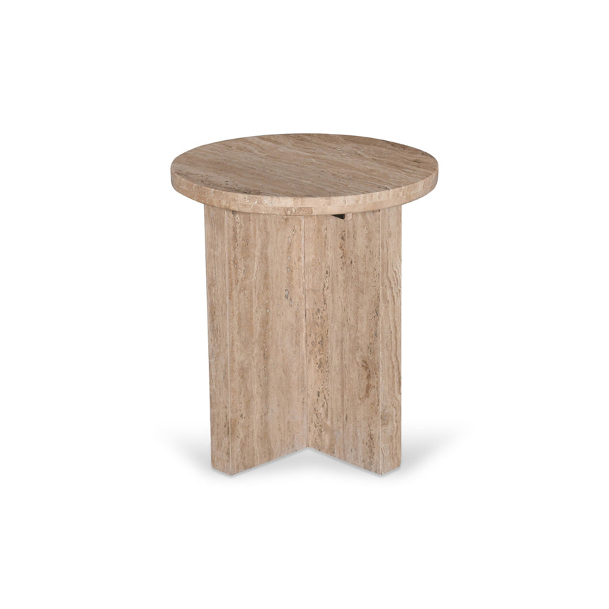 45cm Travertine Top Round Side Table | Myka Home - View 4