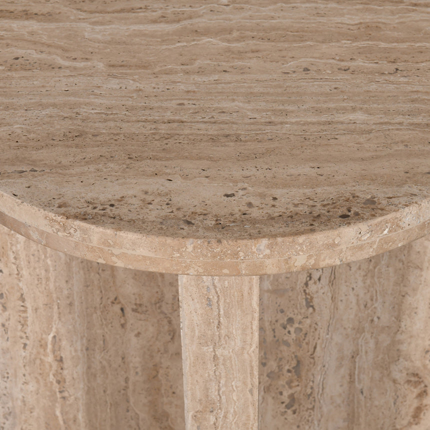 45cm Travertine Top Round Side Table | Myka Home - View 6